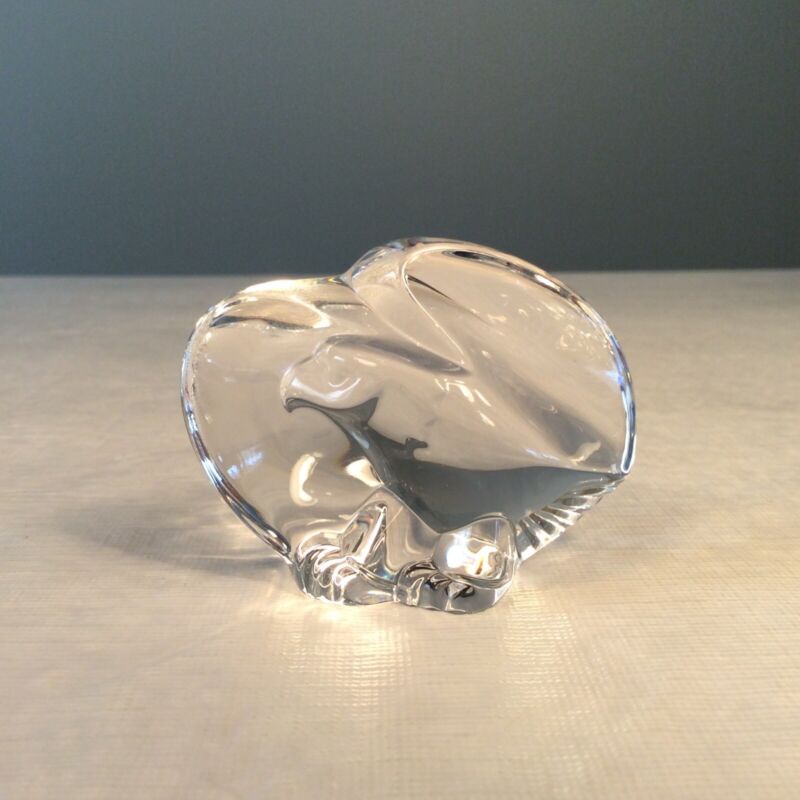 Steuben Art Glass Crystal American Bald Eagle Figurine Paperweight Hand Cooler