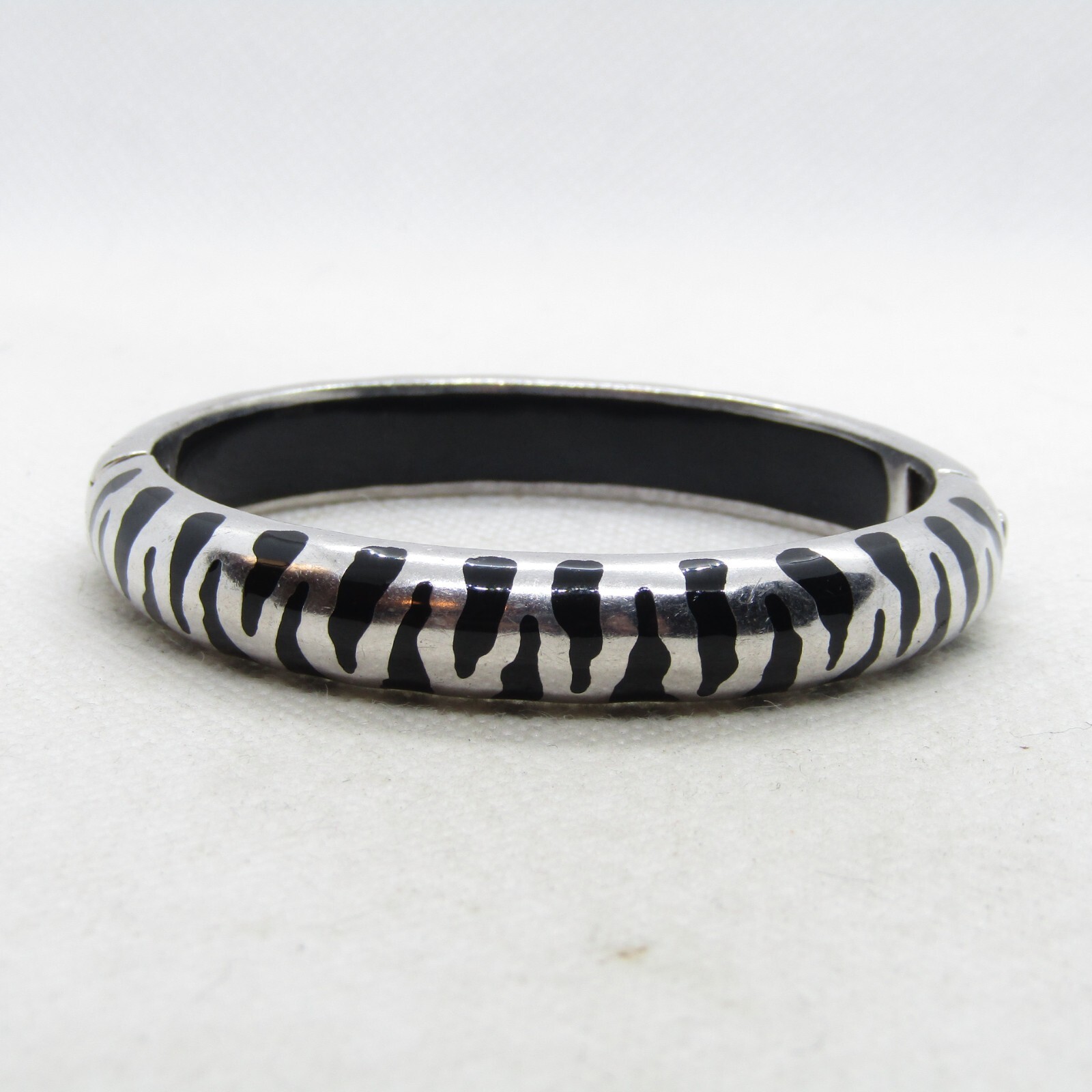 Beautiful AP Sterling Silver 925 Black Enamel Zebra Inspired