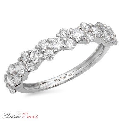 Pre-owned Pucci 0.9ct Round Cut Vvs1 Simulated Diamond Promise Anniversary Band 14k White Gold In White/colorless
