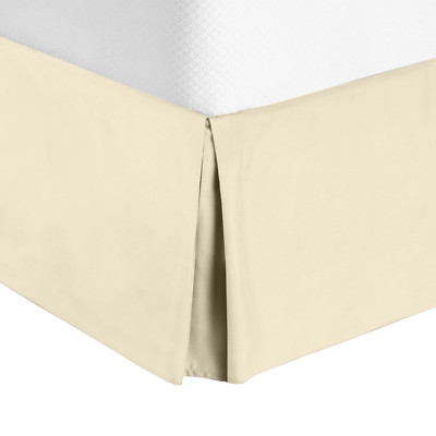 Solid Luxury Pleated Tailored Bed Skirt - 14  Drop Dust Ruffle, Full-Cream Beige
