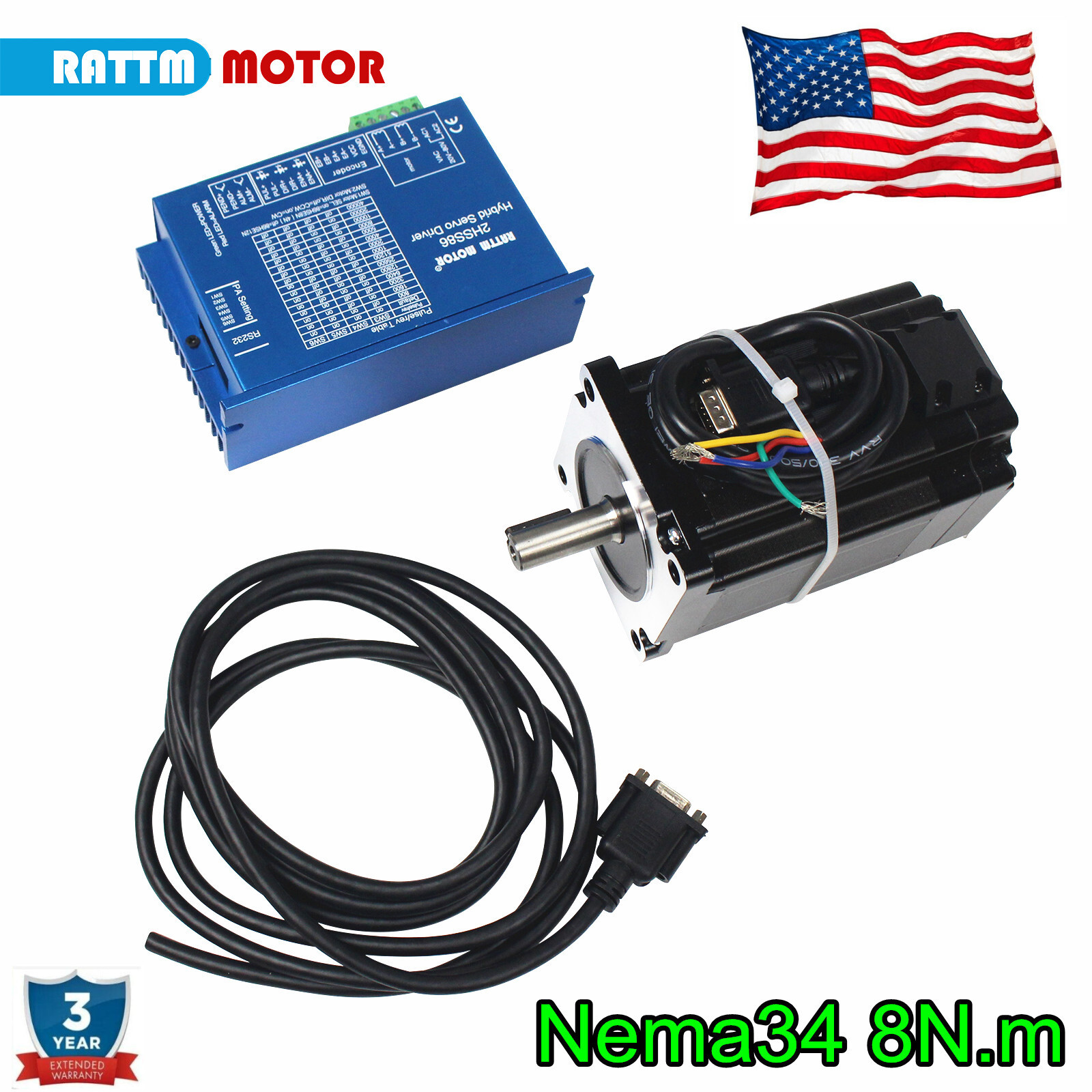 Nema34 8N.m 118mm Closed Loop CNC Kit 86 Stepper Servo