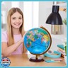Amylove 13'' Illuminated World Globe for Adults 720°/360° Rotation Rewritable Light Up Globe with Stand World Map for Interactive Learning Light with Base Lamp LED Decor(Wood,Classic)