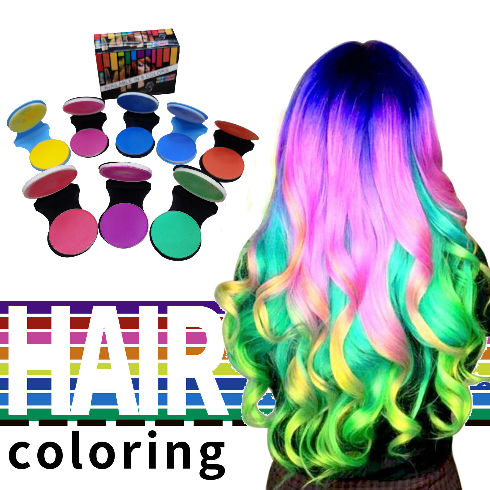 8-Color Disposable Hair Dye Pen Hair Dye Chalk Hair Dye Stick Hairdressing Tool