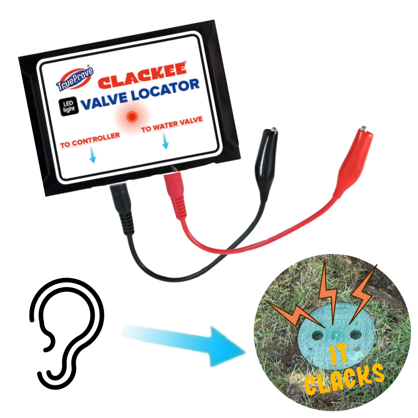 🔥 NEW! LED Original CLACKEE™ PRO Irrigation Valve Sprinkler Finder Locator  Kit