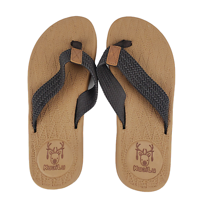 KuaiLu Mens Flip Flops Thong Sandals Yoga Foam Slippers Khaki Size