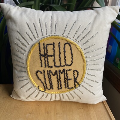 Pier 1 Hello Summer  Embroidered Sun Throw Pillow