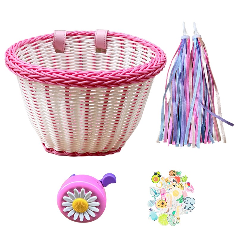 Basket Flower Children Kids Bike Cycle Bell Sticker Tassel Set