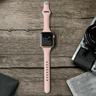 Slender Silicone iWatch Band Sport Strap For Apple Watch Series 9 8 7 6 5 4 3 SE