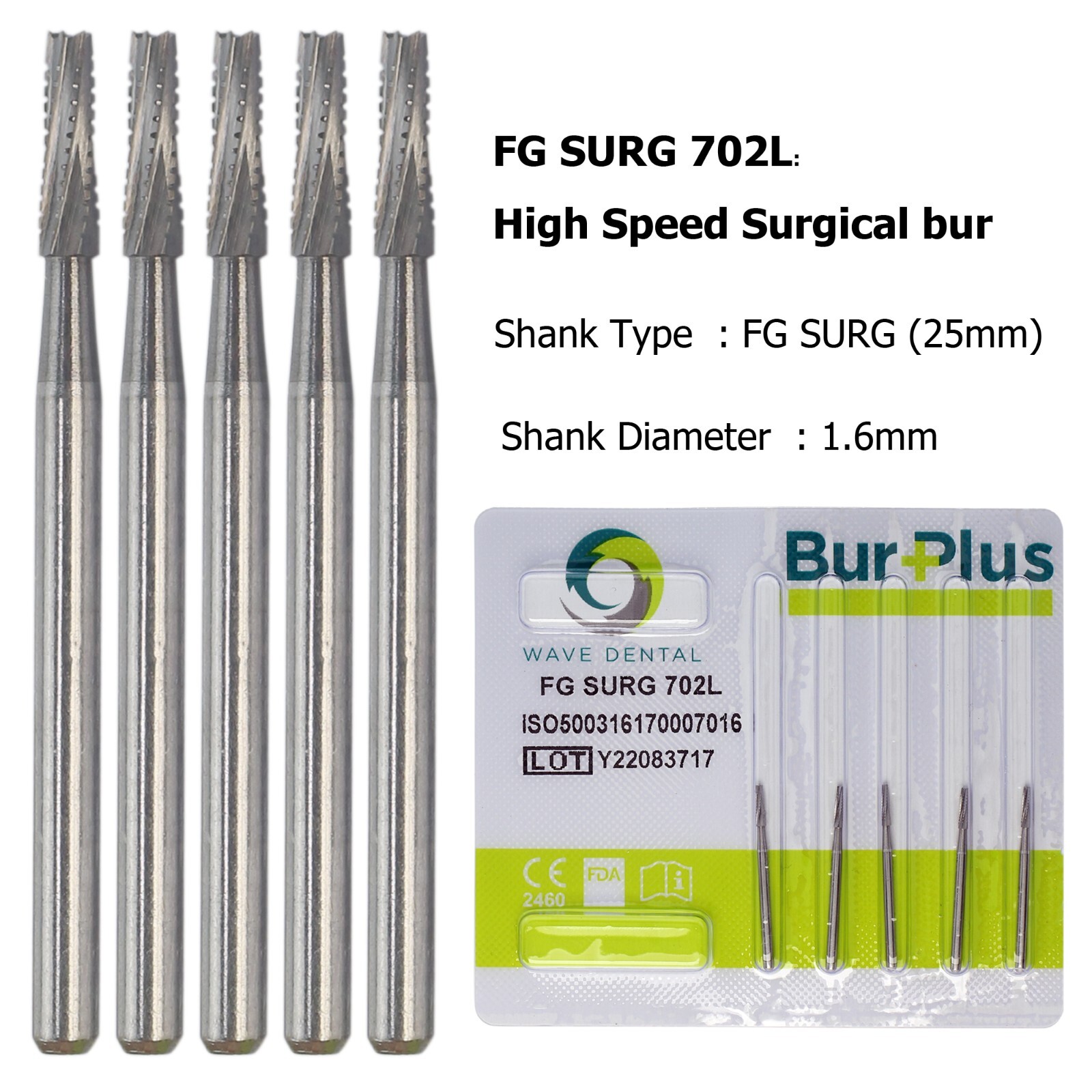 Wave Dental Carbide Surgical Length Long Bur 557 702 701 703 25mm For High Speed