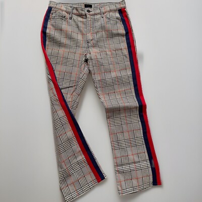 MOTHER The Insider Sz 31 Happy People Read & Drink Coffee Red Stripe Plaid Pants