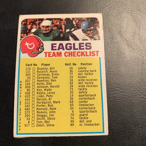 B44c 1973 Topps Philadelphia eagles team Checklist￼ | eBay
