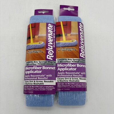 2 Rejuvenate Clean Floors REUSABLE Microfiber Bonnet Applicator Mop Top Washable