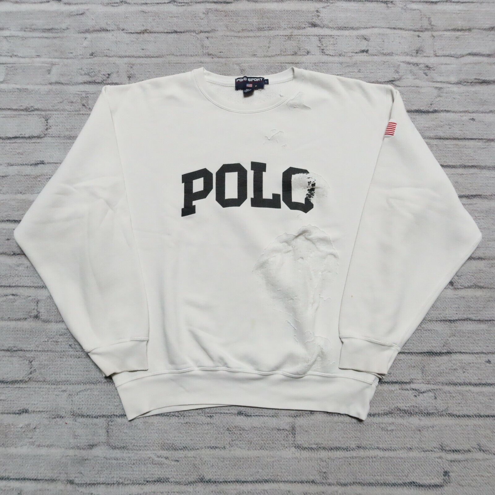 Vintage 90s Polo Ralph Lauren Distressed Logo Crew Neck Vintage 90s Polo Ralph Lauren Distressed Logo Crew Neck