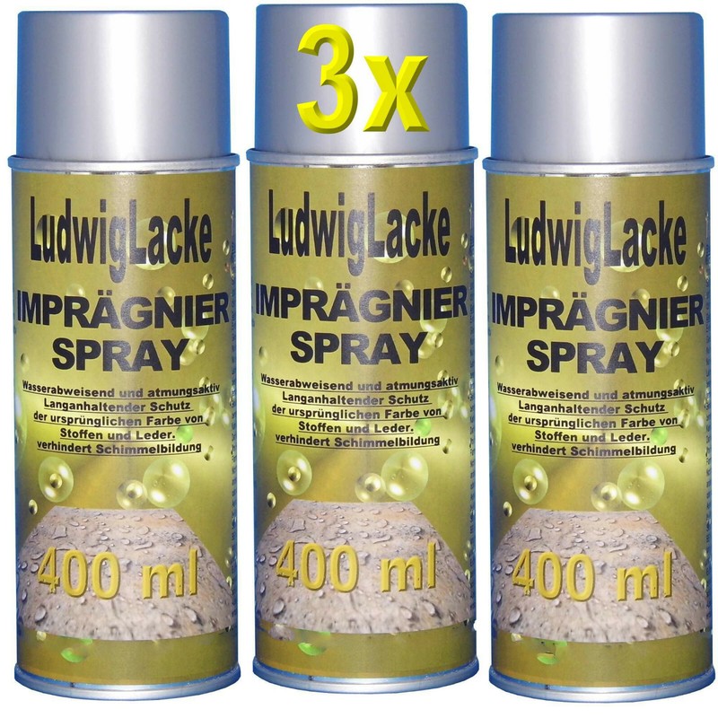 ImprÃ¤Gnierspray 3x 400ml Farblos Schuhe Zelte Pavillon Markisen Sonnenschirm