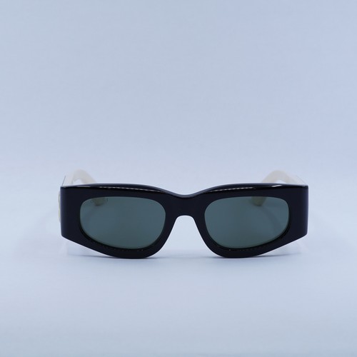 Pre-owned Gucci Gg1664s 001 Black/ivory/grey 51-21-140 Sunglasses Authentic In Gray
