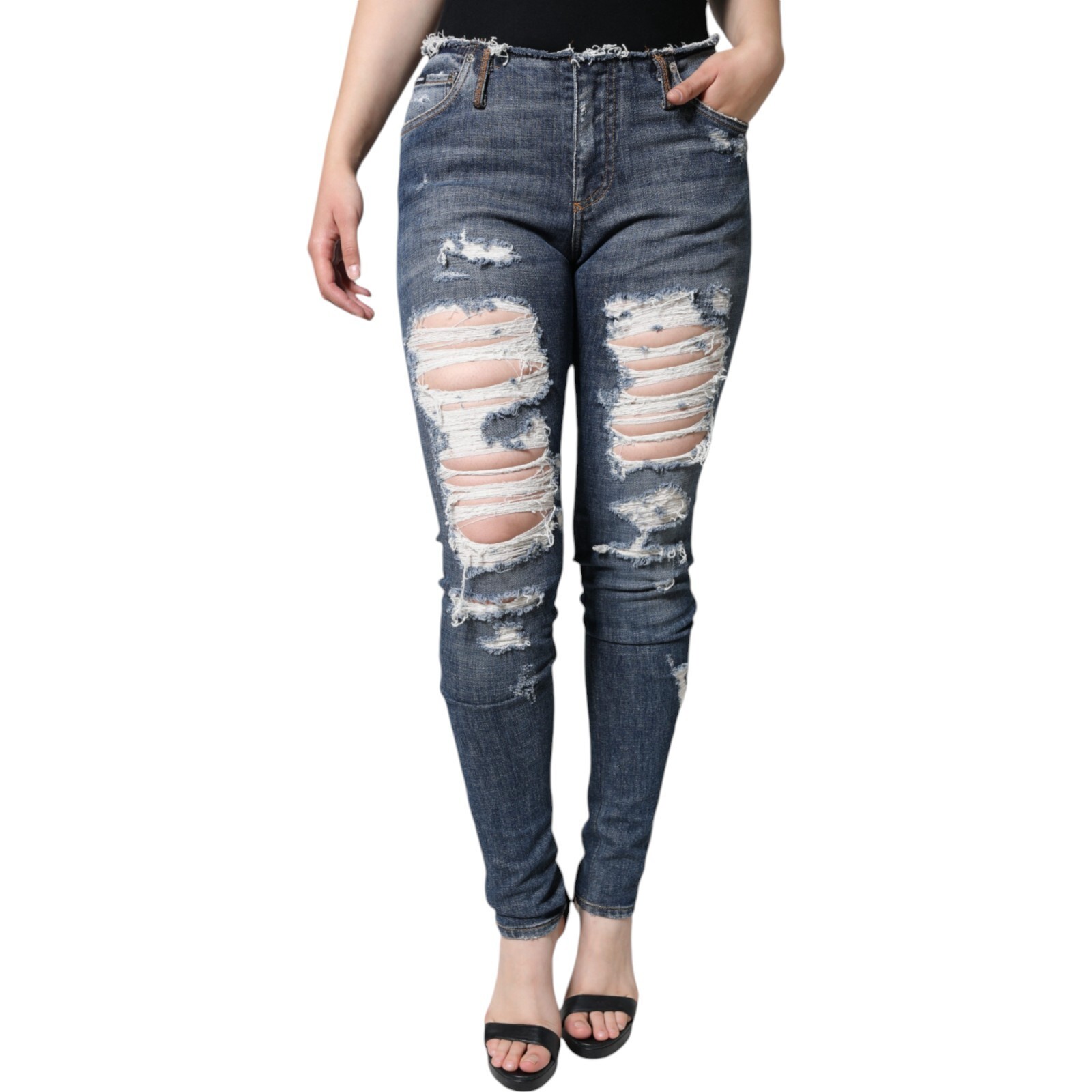 Джинсы DOLCE & GABBANA Синие хлопковые обтягивающие джинсы-стрейч IT40/US6/S, цена 1350 долларов США