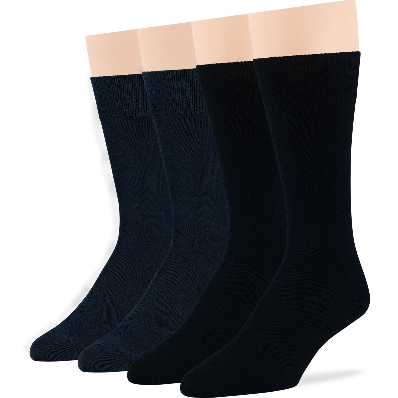 Men's Cotton 4 Pack Dress Casual Business Black, Dark Navy,  13-15 XL