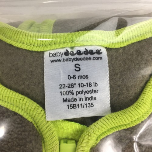 Baby Deedee Sleep Nest Green/Gray Small 0-6 Months NWT (515-516)