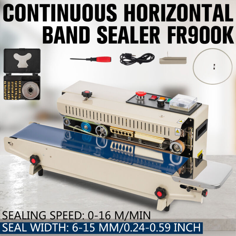 Continuous Horizontal Band Sealer FR900 Bag Sealing Machine with 20 Teflon Belts