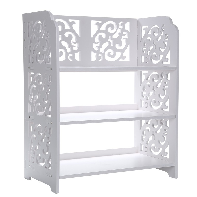 3 Tiers Corner Shelf Unit Storage Bookcase Display Stand Shoe Rack