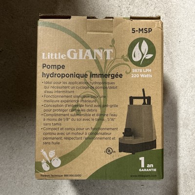 Little Giant 5-MSP 115-Volt, 1/6 HP, 1500 GPH, Aluminum Manual Hydroponics Pu...
