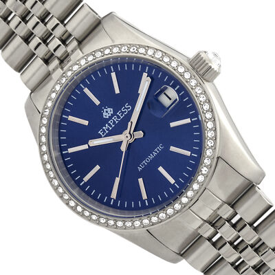Pre-owned Empress Constance Automatic Bracelet Watch W/date - Silver/blue