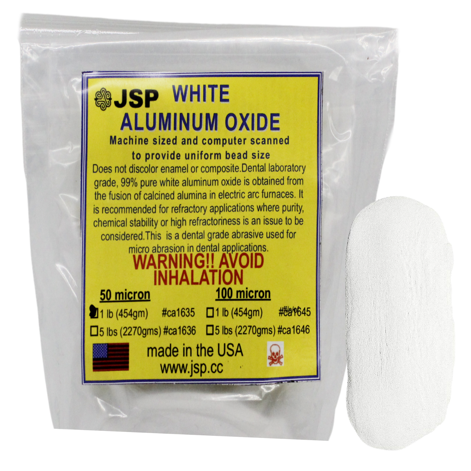 ALUMINUM OXIDE 50 micron WHITE 1 lb Polishing Blasting Media Abrasive Tumbling