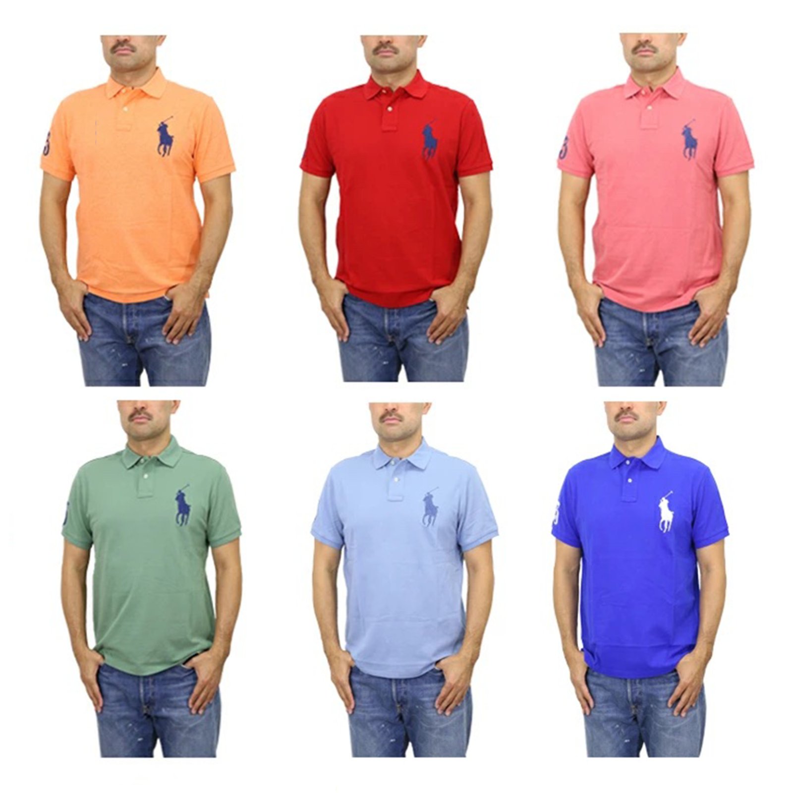 Polo Ralph Lauren Big Pony Solid Custom Slim Fit Polo Shirt - 6 color options -