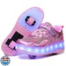 Wooowyet LED Roller Skate Shoes for Kids Boys Girls Light Up Fashion Sneakers Wheels Wheeled USB Rechargeable HookandLoop Shiny Pink Little Kids Size 2.5