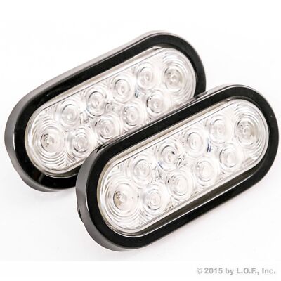 (2) 6'' Inch Oval Clear/White LED Reverse Back Up Light Flush Mount Trailer Truck
