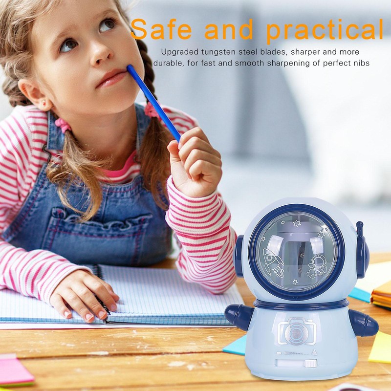 Pencil Sharpeners Spaceman Electric Pencil Sharpener for Classroom Auto Stop