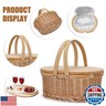 Wicker Picnic Basket Cooler with Wooden Lid and Swing Handles for Beach, Camping, Park, Outdoor Party. Insulated Willow Cooler Baskets for Wine Lover. Best Gift for Christmas