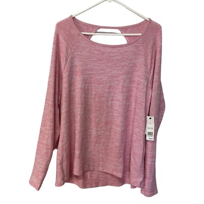 New Zelos Womens X L Marble Pink Open Back Long Sleeve Active Wear Shirt Soft