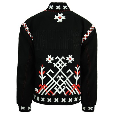 Pre-owned Puma X Jahnkoy Reversible Bomber Jacket Graphic Black Mens 596679 01 In White/red