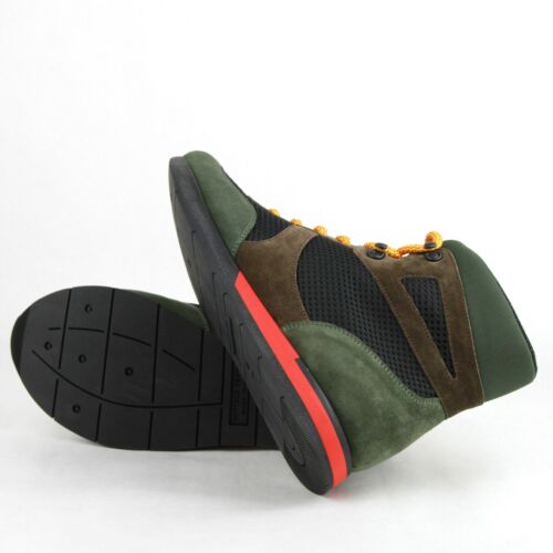 Pre-owned Bottega Veneta Green/brown/black Suede Leather Mesh High Top Sneaker 417024 3364