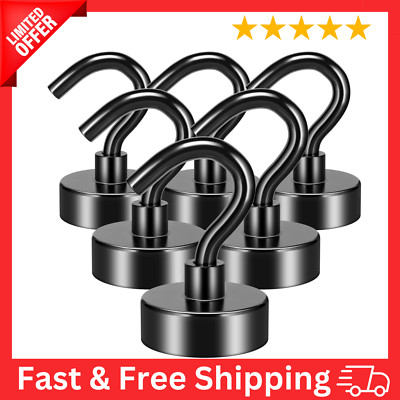 New Black Magnetic Hooks   25 Lbs-Neodymium Strength for Cruise, Grill, & Fridge