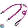 YAODHAOD Double Dog Leash for Two Dogs, 360° Swivel No Tangle with Soft Handle,Shock Absorbing Bungee Reflective Heavy 2 Dog Leashes, Walking and Training Leash Two Dogs Splitter (Rose Red)
