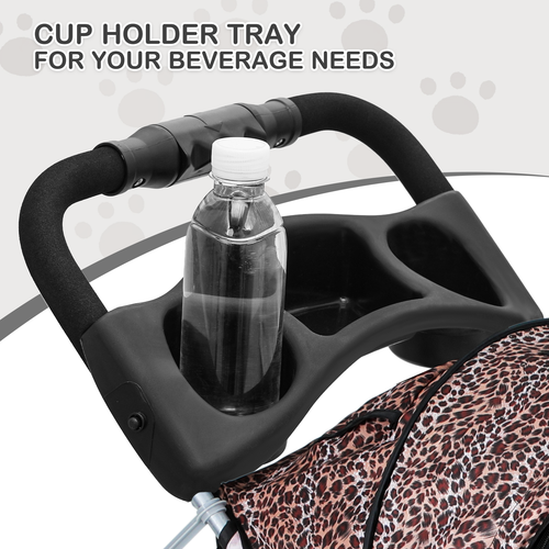 Portable Pet Dog Stroller Foldable 3 Wheels Puppy Travel Carrier Cart+Cup Holder