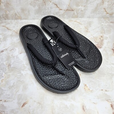 Allbirds Sugar Zeffer Natural Black Flip Flops Thong Sandals Mens Size 11 - W13