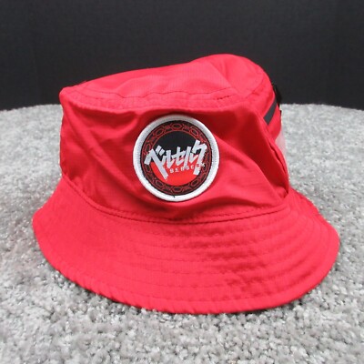 Berserk Bucket Hat Adult OSFM Red Solid Black Swordsman Crunchyroll Mens NWT