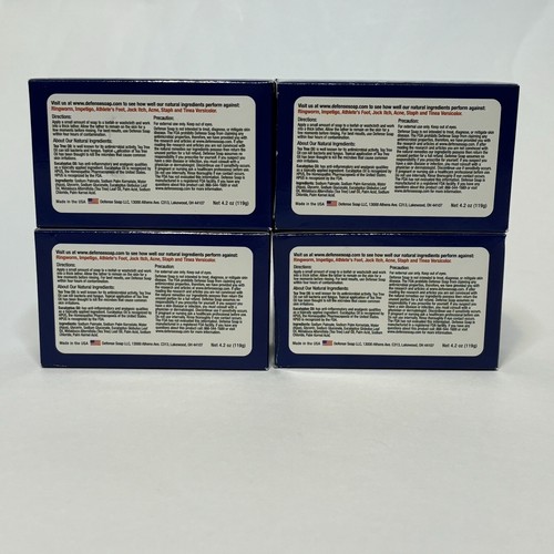 Defense Bar Soap 4 PACK 100% Natural & Herbal Grade Tea Tree Oil 4 oz