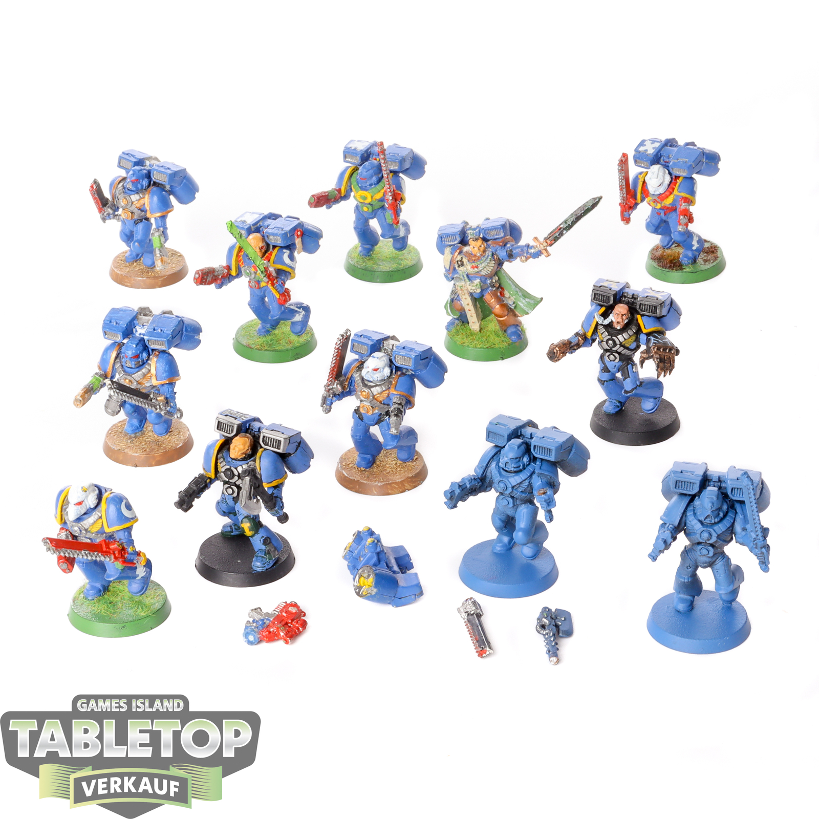 Space Marines - 11 Assault Squad + 1 Captain with Jump Pack - bemalt