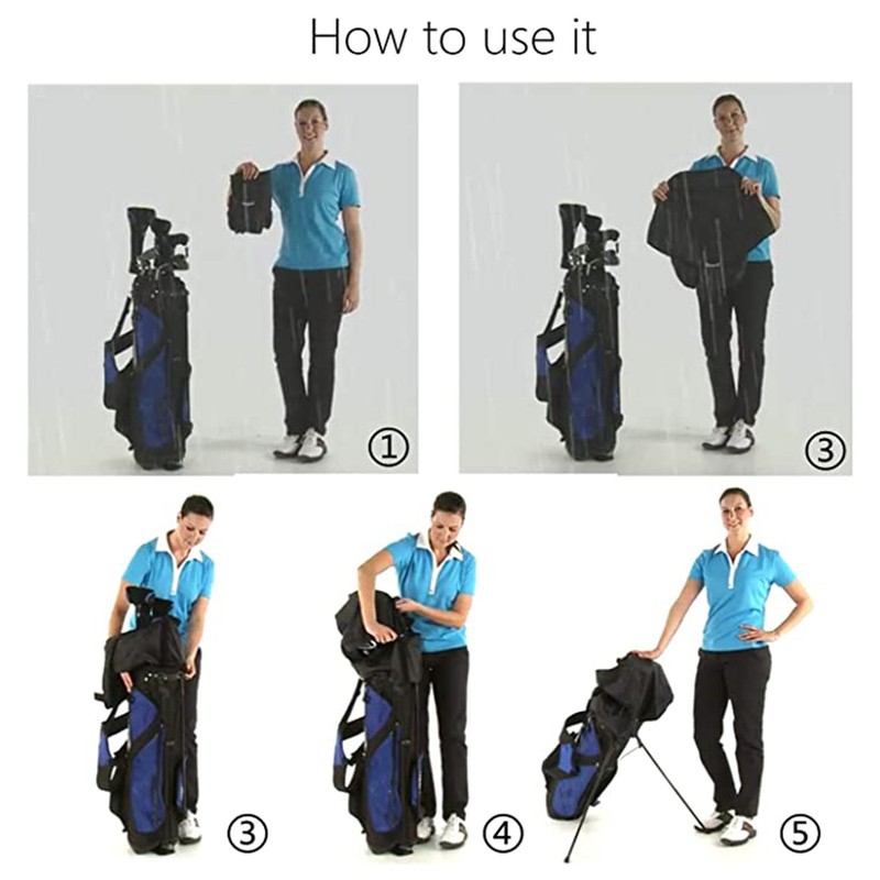 Golf Bag Rain Cover Waterproof Hood Protection Black Pack Durable Lightweight US