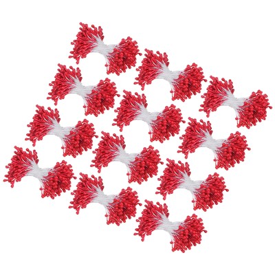 1800-Pack 3mm Mini Double Heads Artificial Flower Stamen Pistil [Red]