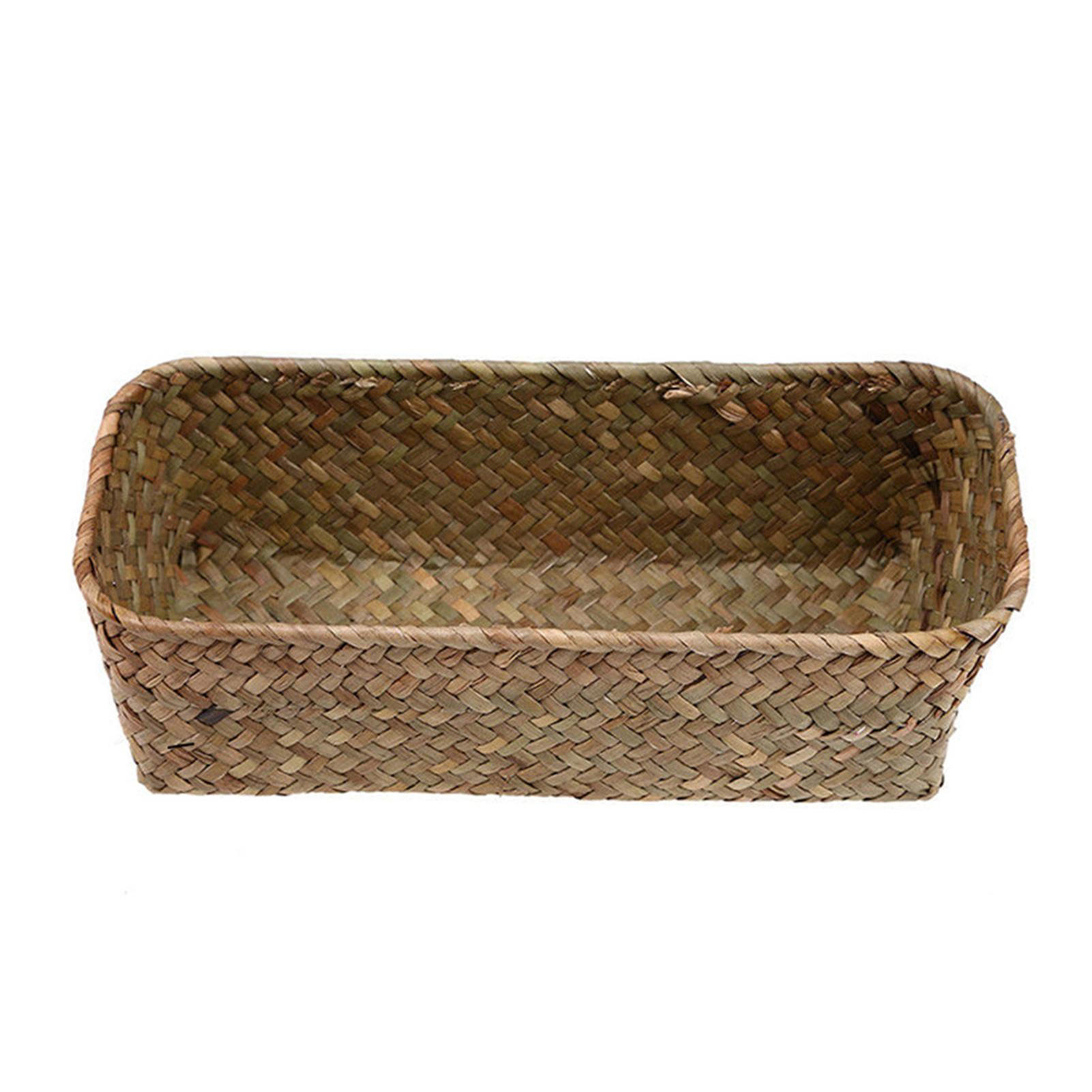 1XSeagrass Wicker Storage Basket Natural Woven Gift Hamper Box Flower Pots Decor
