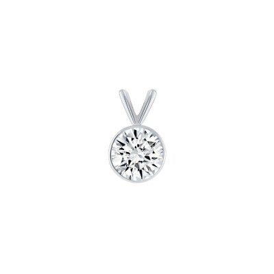 Pre-owned Shine Brite With A Diamond 1.50 Ct Round Cut Solid Real 18k White Gold Solitaire Bezel Pendant 18" Necklace In White/colorless