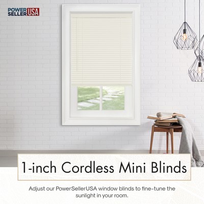 Window Blinds Mini Blind 1" Slat Vinyl Venetian Blinds - Black White Beige Gray