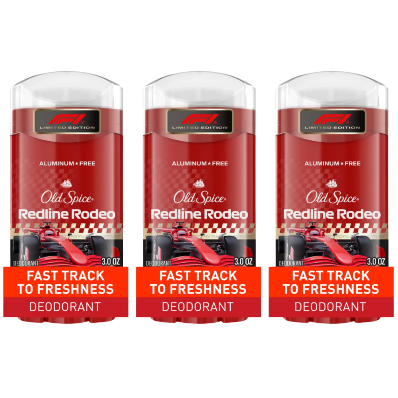 Old Spice F1 Redline Rodeo Deodorant 3 Pack 3 oz Limited Edition Aluminum Free