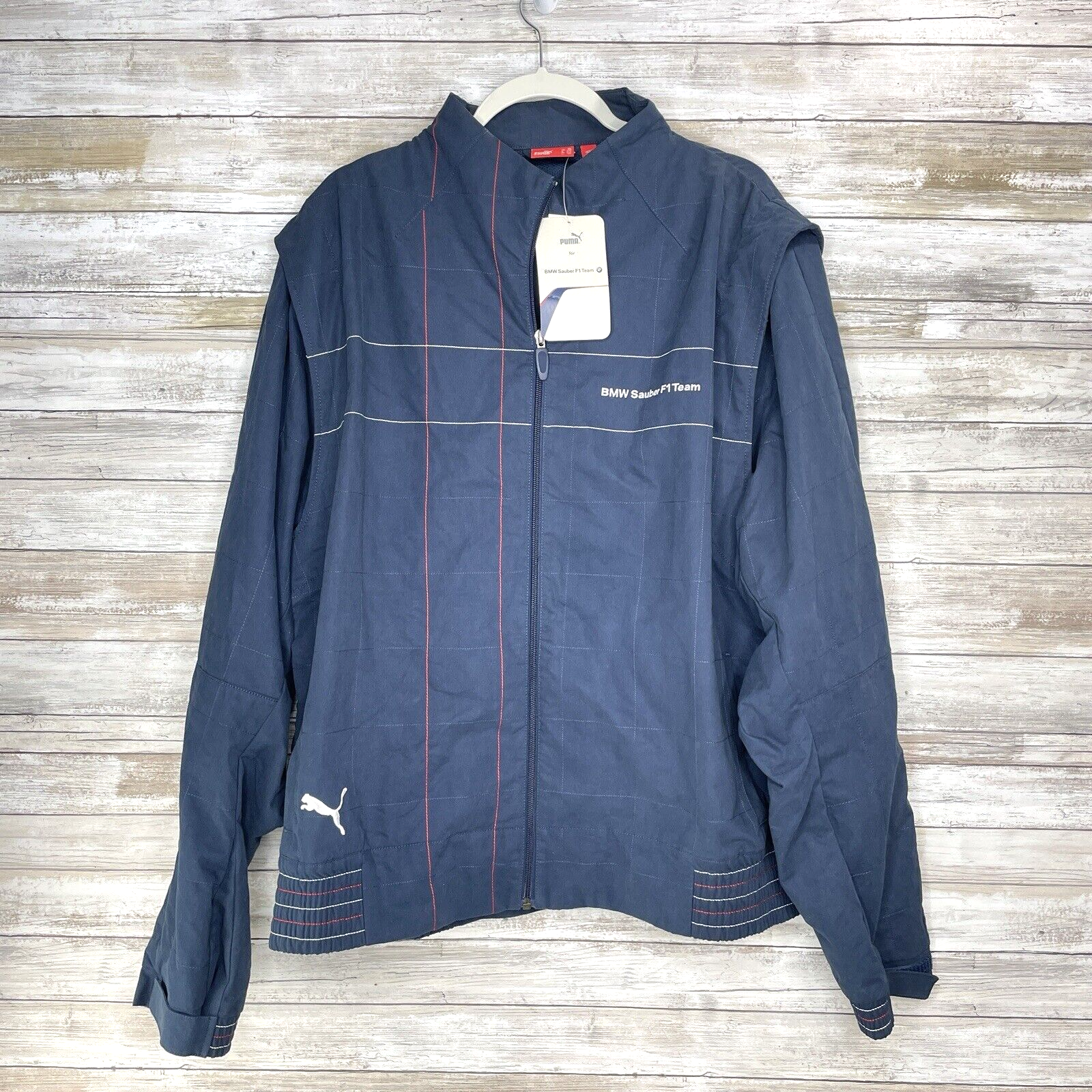 NWT Puma BMW Sauber F1 Team Men's XXL Canvas Bomber Jacket Navy