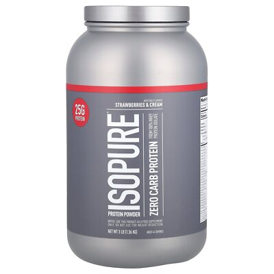 Zero Carb, Protein Powder, Strawberries & Cream, 3 lb (1.36 kg)